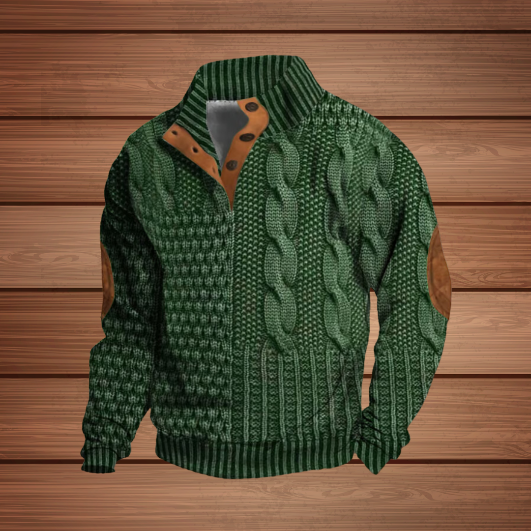 Liam™ | Pull chaud à motifs avec col à boutons