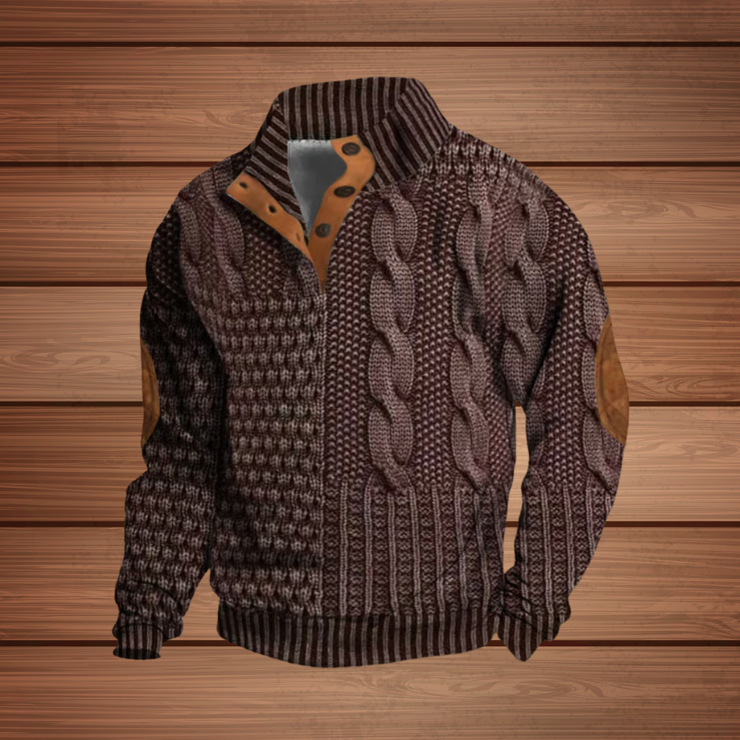 Liam™ | Pull chaud à motifs avec col à boutons