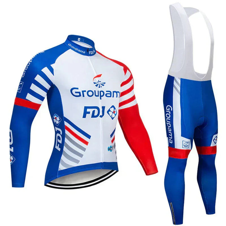 Équipes - Maillot de cyclisme professionnel à manches longues" can be rewritten as:

"Équipes - Maillot de cyclisme pro à manches longues