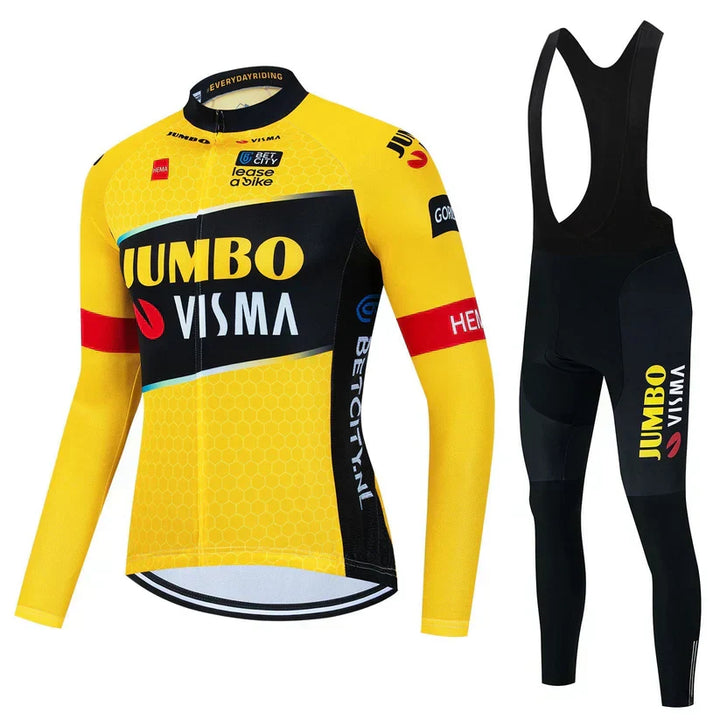 Jumbo Visma - Ensemble de vêtements de cyclisme professionnel à manches longues" can be rewritten as:

"Jumbo Visma - Kit de cyclisme professionnel à manches longues