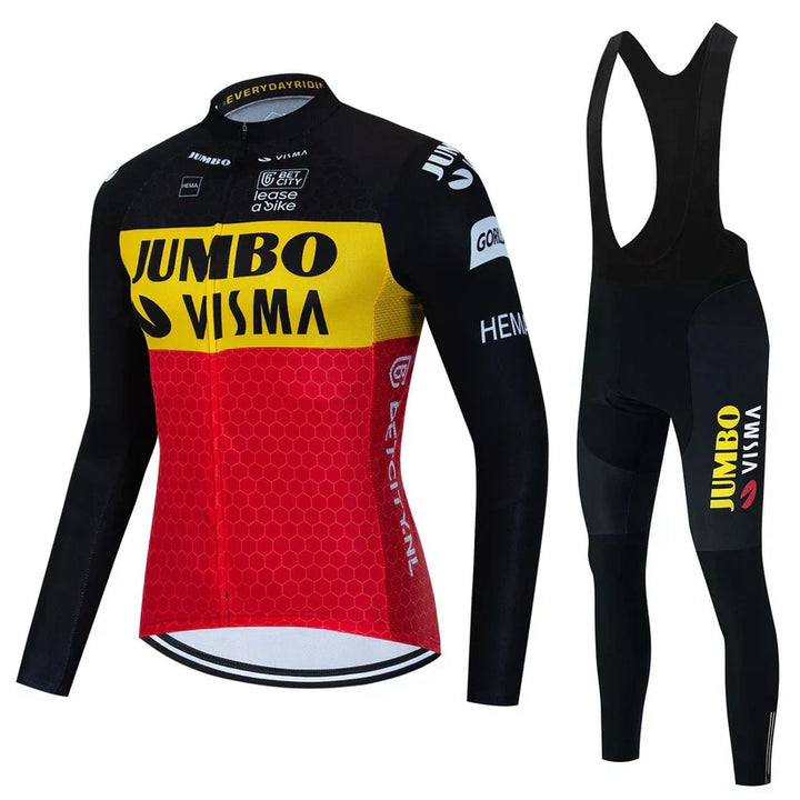 Jumbo Visma - Ensemble de vêtements de cyclisme professionnel à manches longues" can be rewritten as:

"Jumbo Visma - Kit de cyclisme professionnel à manches longues