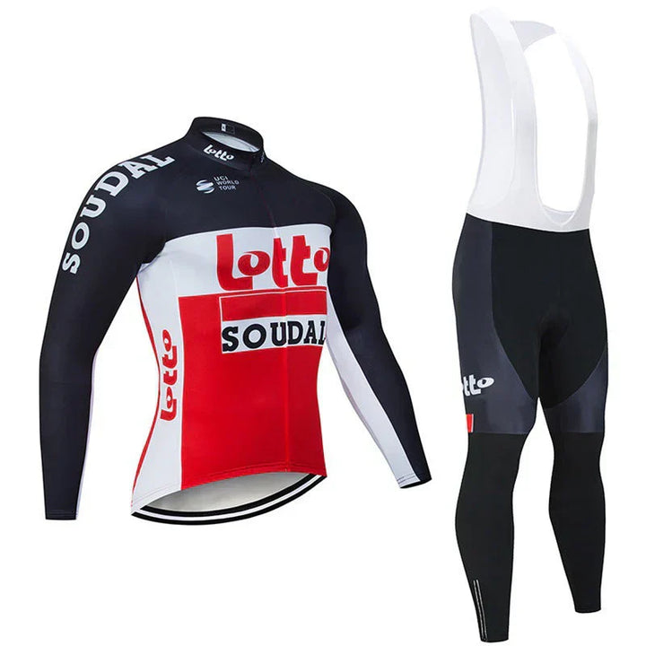 Équipes - Maillot de cyclisme professionnel à manches longues" can be rewritten as:

"Équipes - Maillot de cyclisme pro à manches longues