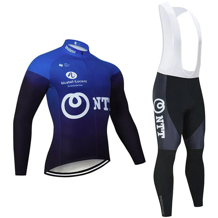 Équipes - Maillot de cyclisme professionnel à manches longues" can be rewritten as:

"Équipes - Maillot de cyclisme pro à manches longues