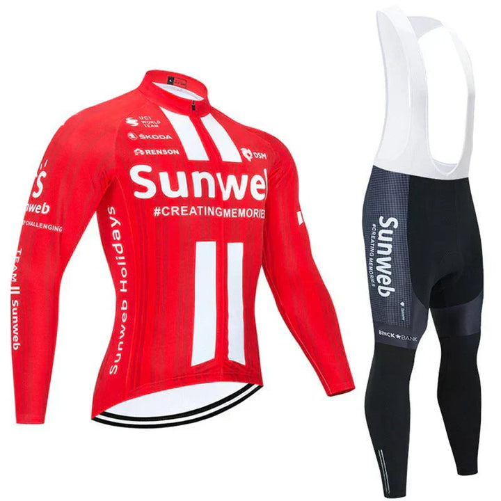 Équipes - Maillot de cyclisme professionnel à manches longues" can be rewritten as:

"Équipes - Maillot de cyclisme pro à manches longues