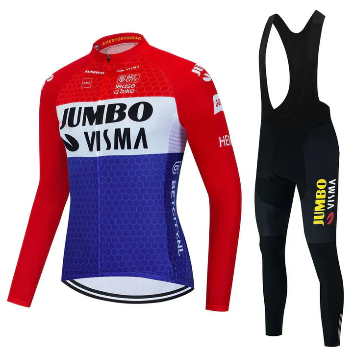 Jumbo Visma - Ensemble de vêtements de cyclisme professionnel à manches longues" can be rewritten as:

"Jumbo Visma - Kit de cyclisme professionnel à manches longues