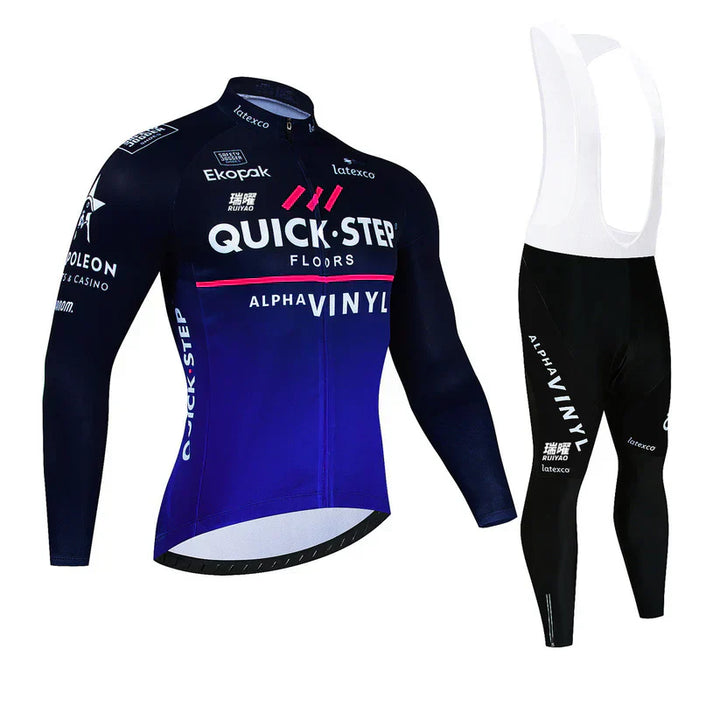 Quick Step - Ensemble de maillots de cyclisme à manches longues Pro